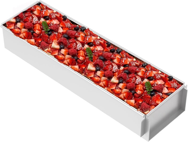 TMWEFUSC Tiramisu Pan, Rectangle Cake Mold, Tiramisu Cake Molde with Removable Frame, Long Size 16.4 * 3.9 * 2.3 inch, Tiramisu Baking Tray for Tiramisu, Lasagna, Cheesecake, Cold Desserts - Image 1